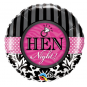 Pink and Black Hen party Round Foil Balloon - Inflated Pink and Black Hen party Round Foil Balloon - Inflated