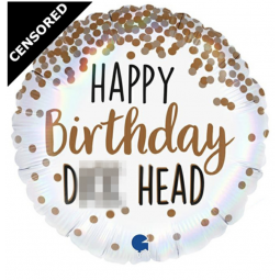 Happy Birthday D*** Head Foil Balloon - Inflated