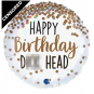 Happy Birthday D*** Head Foil Balloon - Inflated