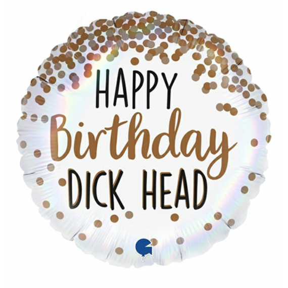 Happy Birthday D*** Head Foil Balloon - Inflated