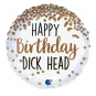 Happy Birthday D*** Head Foil Balloon - Inflated