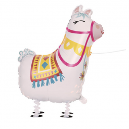 Llama Walking Pet Foil Balloon - Inflated