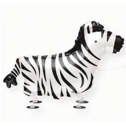 Zebra Walking Pet Foil Balloon - Inflated