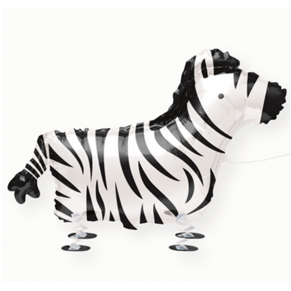 Zebra Walking Pet Foil Balloon - Inflated Zebra Walking Pet Foil Balloon - Inflated