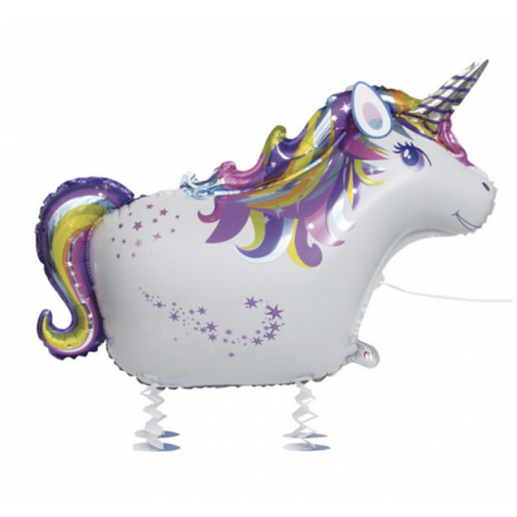 Unicorn Walking Pet Foil Balloon - Inflated Unicorn Walking Pet Foil Balloon - Inflated