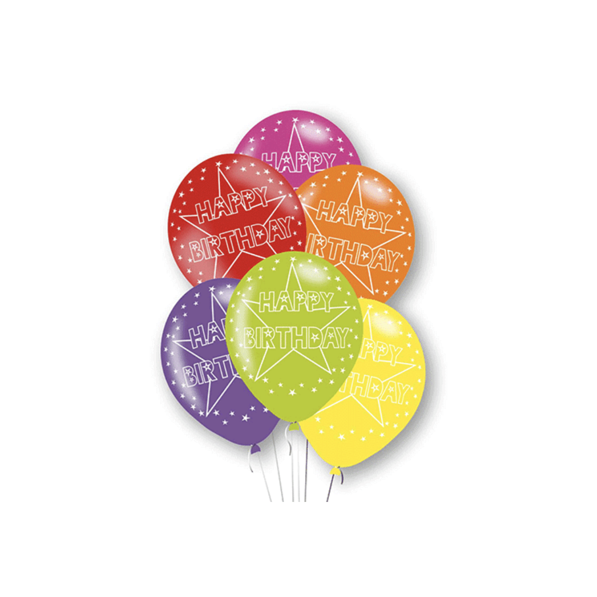Multicoloured Happy Birthday Latex Balloons - Inflation Options