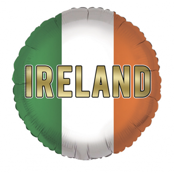 Ireland Flag Round Foil Balloon - Inflated