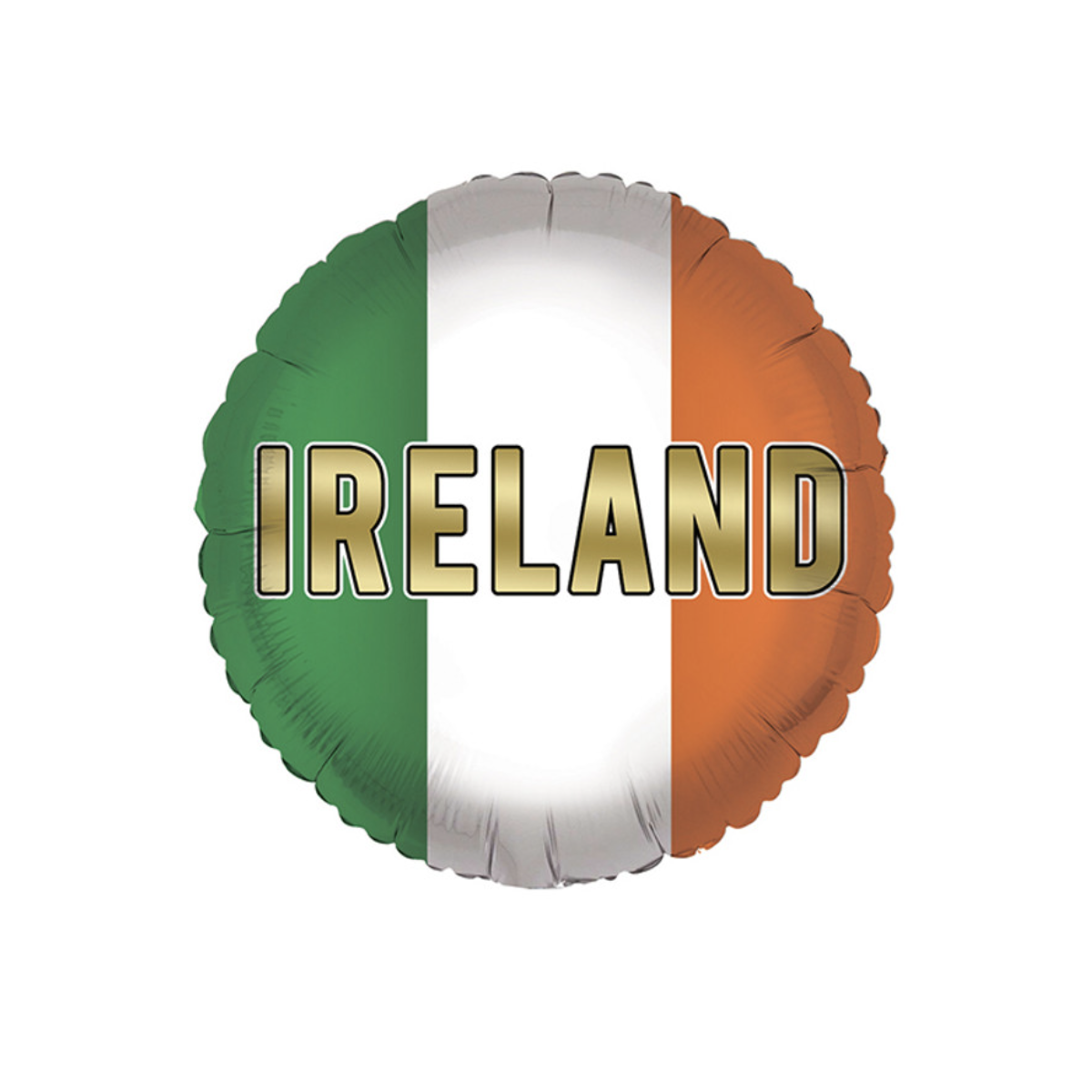 Ireland Flag Round Foil Balloon - Inflated