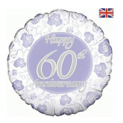 60th Anniversary Round Foil Balloon - Inflated