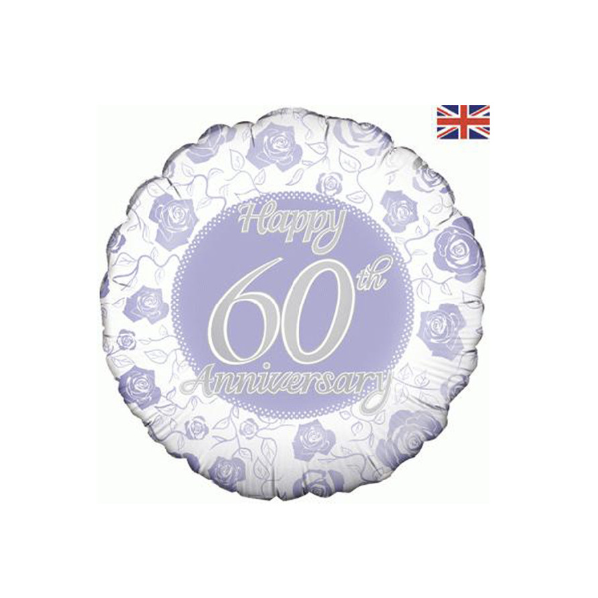 60th Anniversary Round Foil Balloon - Inflated 60th Anniversary Round Foil Balloon - Inflated
