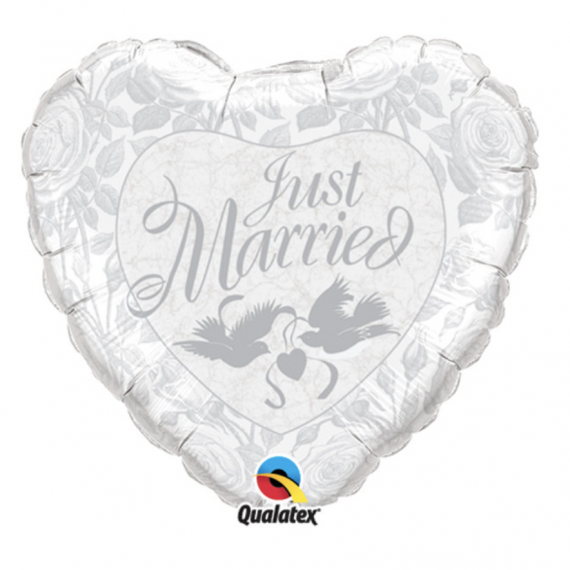 Just Married Giant Foil Balloon - Inflated