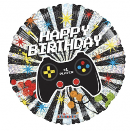 Gaming Round Foil Balloon - Inflated