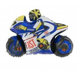 Blue Motorbike Supershape Foil Balloon - Inflated