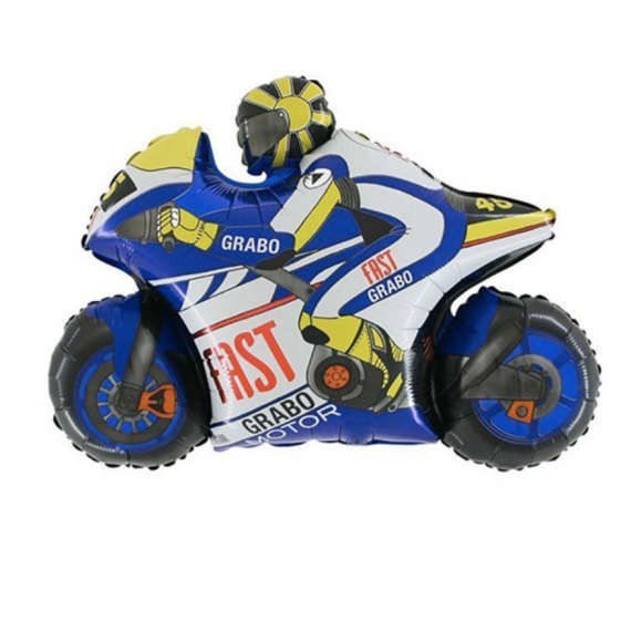 Blue Motorbike Supershape Foil Balloon - Inflated Blue Motorbike Supershape Foil Balloon - Inflated