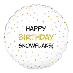 Happy Birthday Snowflake Foil Balloon - Inflated