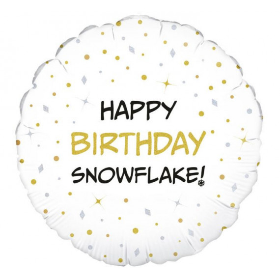 Happy Birthday Snowflake Foil Balloon - Inflated