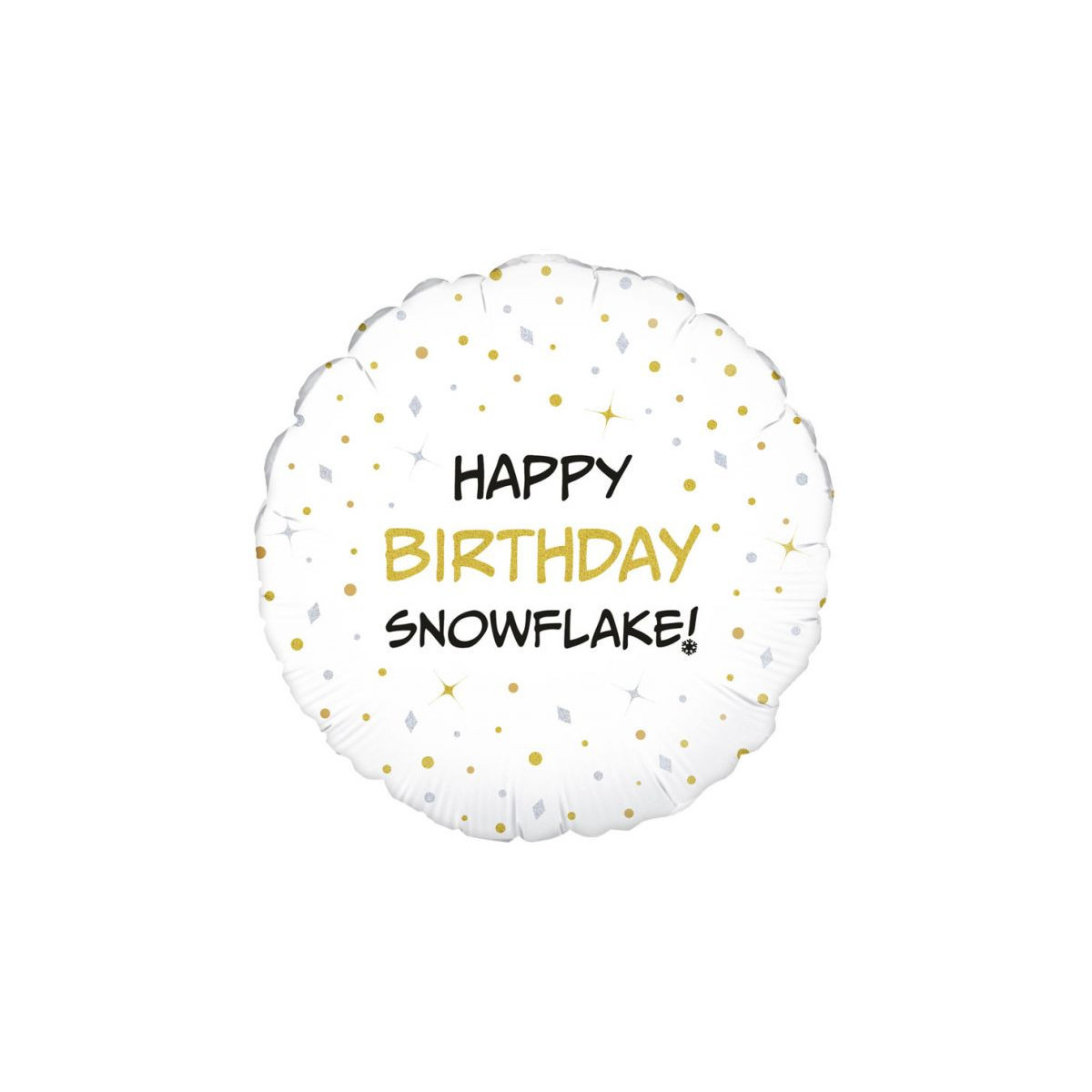 Happy Birthday Snowflake Foil Balloon - Inflated