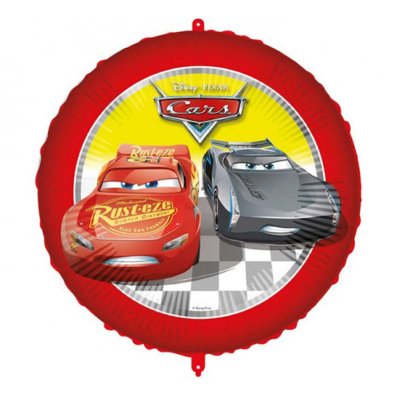 Cars Round Foil Balloon - Inflated Cars Round Foil Balloon - Inflated