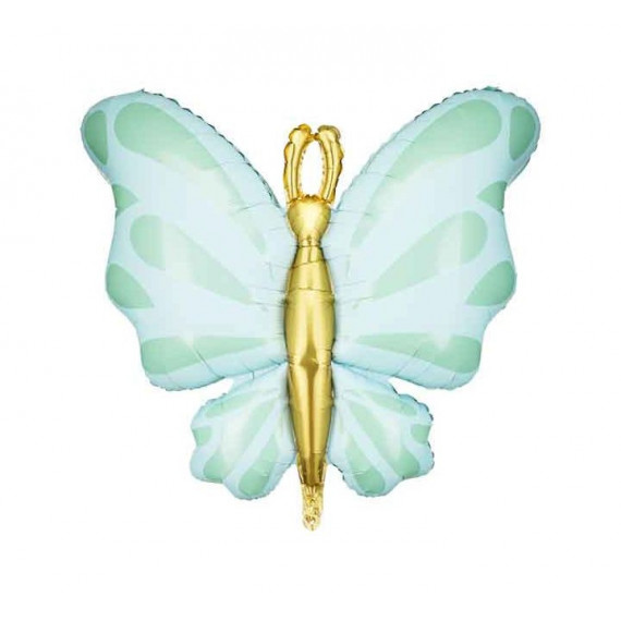 Mint Butterfly SuperShape Foil Balloon - Inflated Mint Butterfly SuperShape Foil Balloon - Inflated