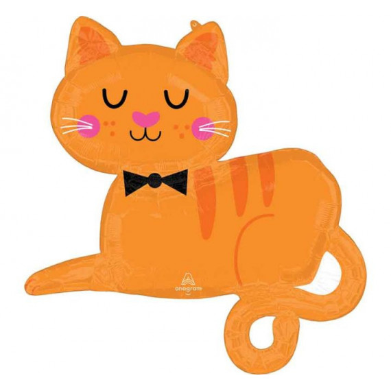 Orange Cat SuperShape Foil Balloon - Inflated Orange Cat SuperShape Foil Balloon - Inflated