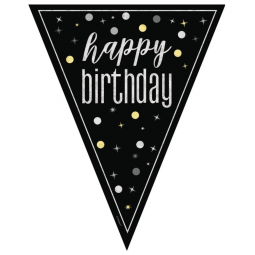 Black Happy Birthday Plastic Bunting