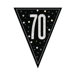Black 70th Birthday Plastic Bunting