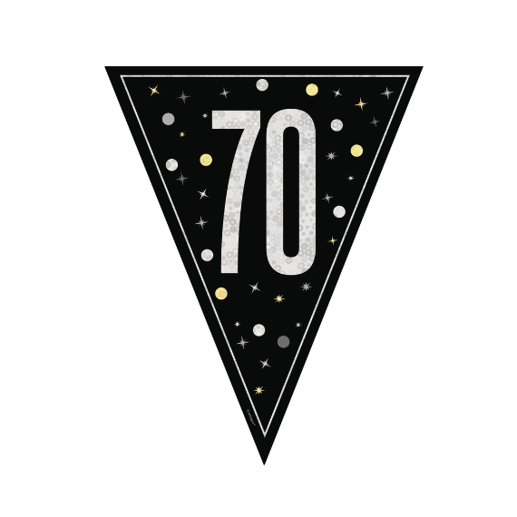 Black 70th Birthday Plastic Bunting