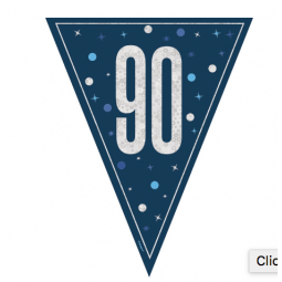 Blue 90th Birthday Plastic Bunting