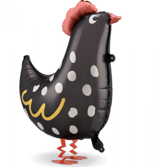 Hen Walking Pet Foil Balloon - Inflated Hen Walking Pet Foil Balloon - Inflated