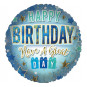 Blue Happy Birthday Round Foil Balloon - Inflated
