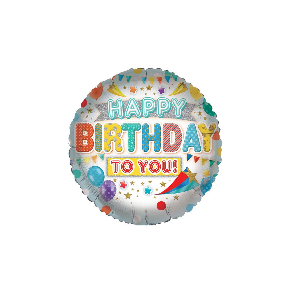 Happy Birthday Round Foil Balloon - Inflated