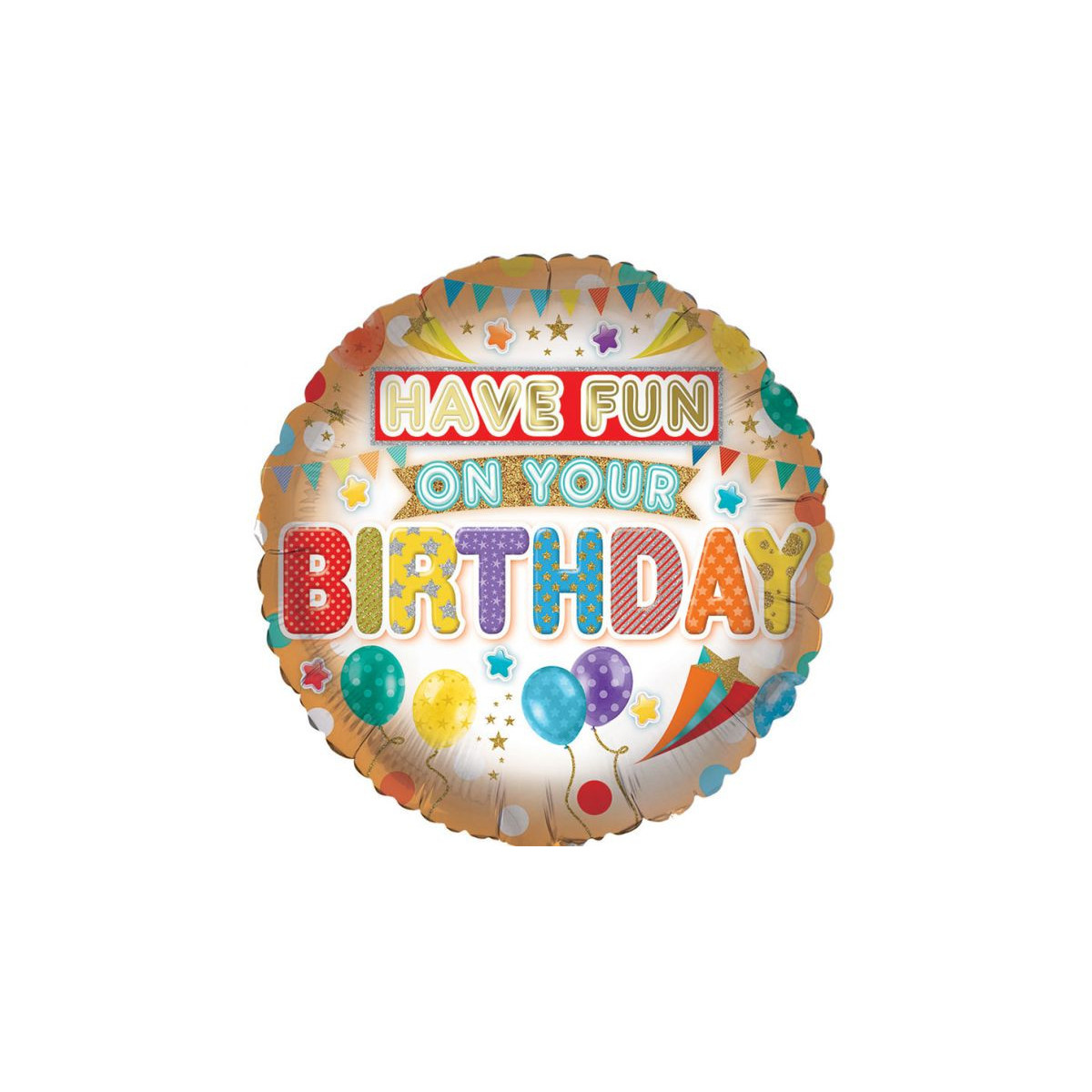 Happy Birthday Round Foil Balloon - Inflated
