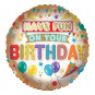 Happy Birthday Round Foil Balloon - Inflated