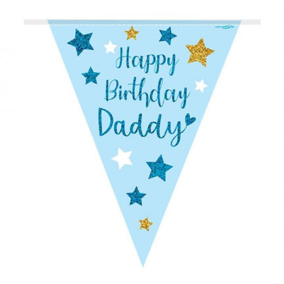 Blue Happy Birthday Daddy Plastic Bunting
