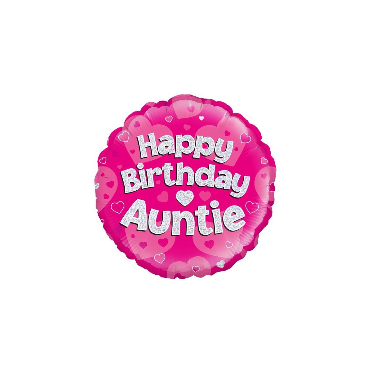 Pink Happy Birthday Auntie Round Foil Balloon - Inflated