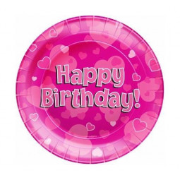 Pink Happy Birthday Plates