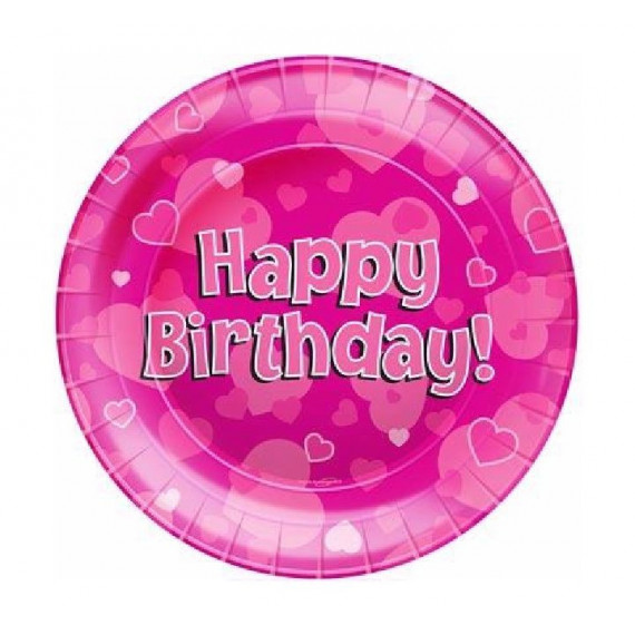 Pink Happy Birthday Plates