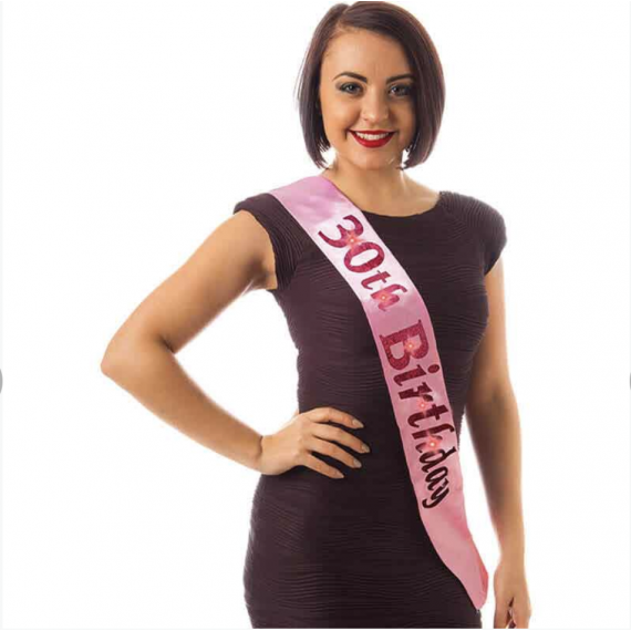 Light Pink 30th Birthday Flashing Sash