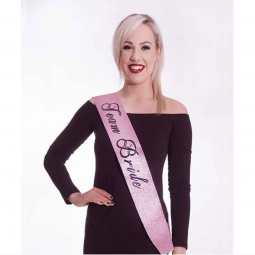 Light Pink Team Bride Glitter Sash