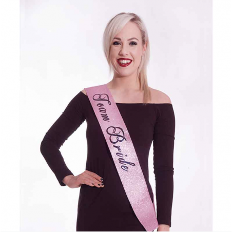Light Pink Team Bride Glitter Sash