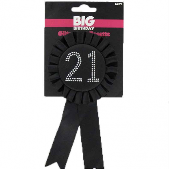 Black 21st Birthday Rosette