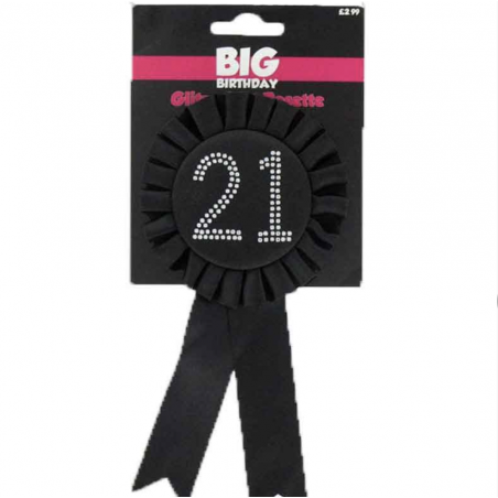 Black 21st Birthday Rosette