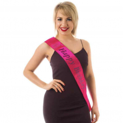 Hot Pink Happy Birthday Sash