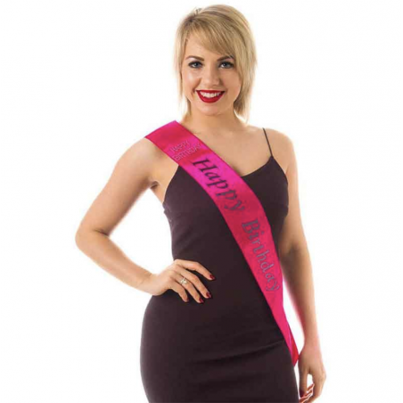 Hot Pink Happy Birthday Sash