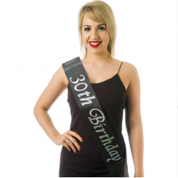 Black 30th Birthday Sash