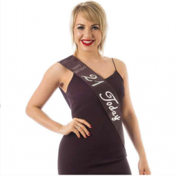Black 21st Birthday Sash