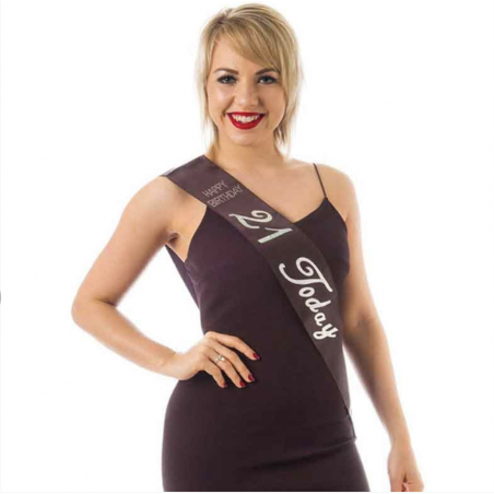 Black 21st Birthday Sash