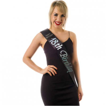 Black 18th Birthday Sash