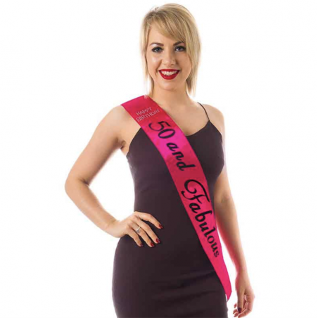 Hot Pink 50th Birthday Sash
