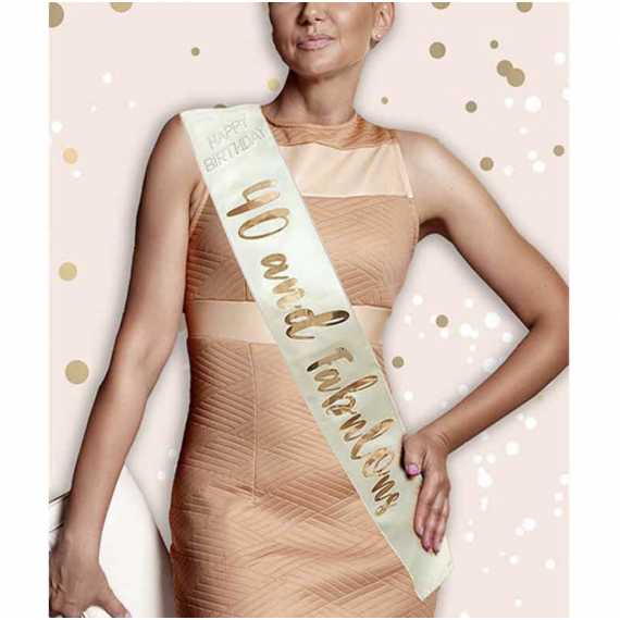 Cream 40th Birthday Sash